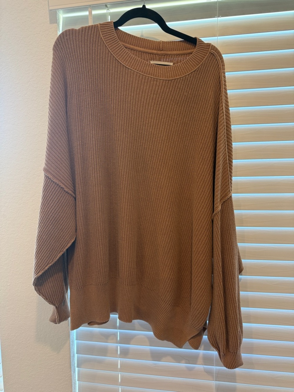 aerie Oversized Ribbed Sweater in Camel Brown - Picture 2 of 3